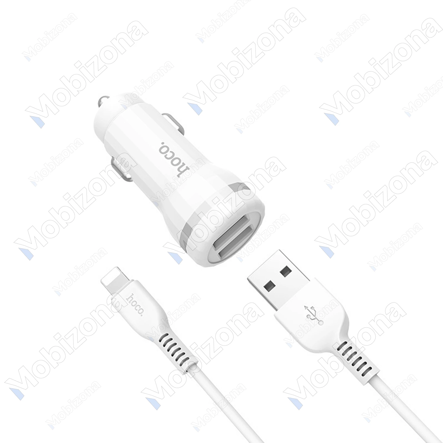 Car Charger 2x USB with lightning Cable Hoco Z27 Staunch Dual (2.4A)