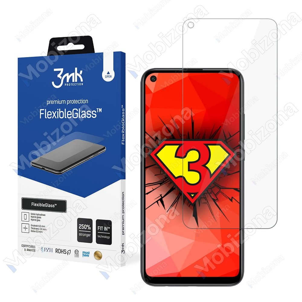 Huawei P40 Lite E apsauginis hibridinis stiklas 3MK FlexibleGlass