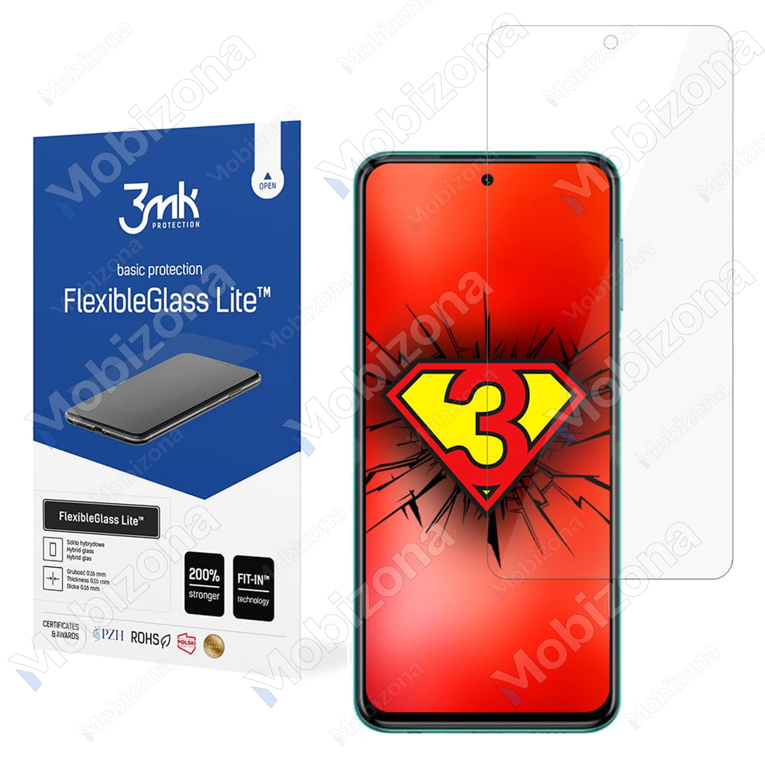 Xiaomi Redmi Note 9 Pro, Note 9 Pro Max, Note 9S apsauginis hibridinis stiklas 3MK FlexibleGlass Lite