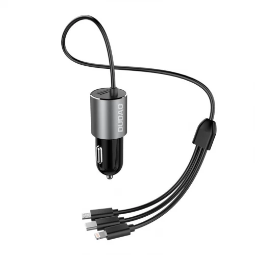 Automobilinis įkroviklis USB su Type-C, Apple Lightning, micro USB laidu Dudao R5ProN (3.4A)
