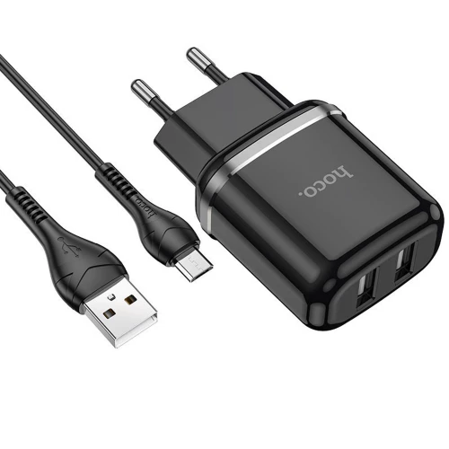 Travel Charger 2x USB with micro USB Cable Hoco N4 Aspiring (2.4A)