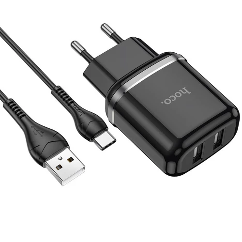 Travel Charger 2x USB with Type-C Cable Hoco N4 Aspiring (2.4A)