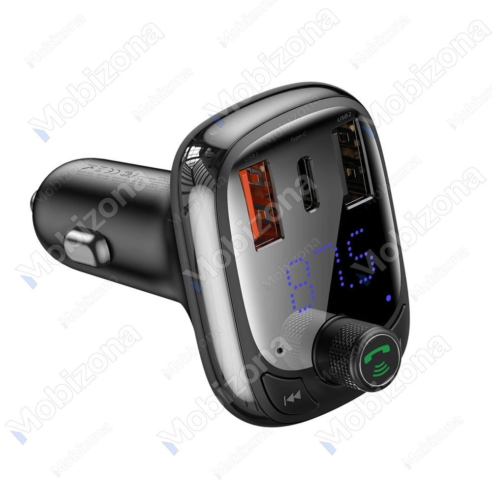 FM Transmitter, Car Charger Type-C, 2x USB Baseus S-13 T Typed CCTM-B01 (5.0A, 36W)