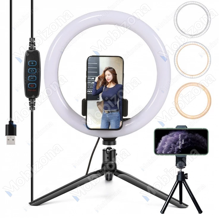 Desktop Stand, Phone Holder with LED Ring 10 inch RL10-9