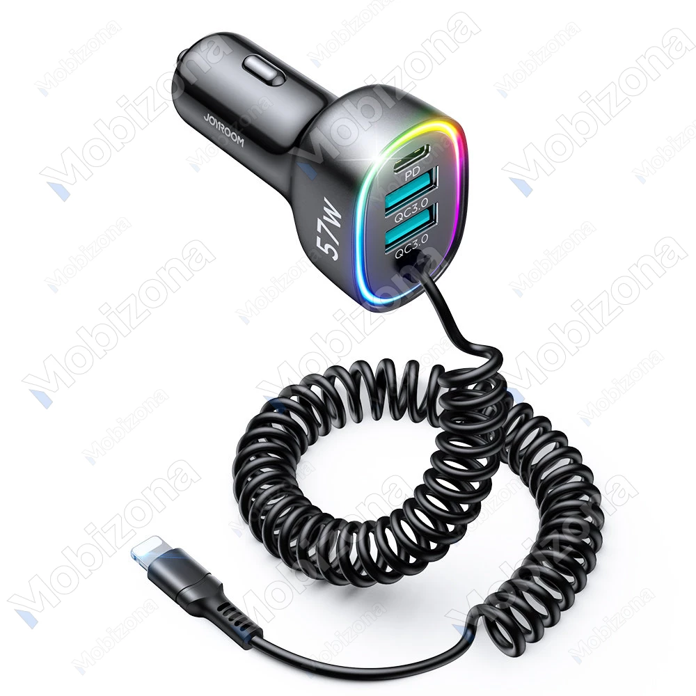 Car charger Type-C, 2x USB with lightning cable 4in1 JOYROOM JR-CL20 (4.0A, 57W)