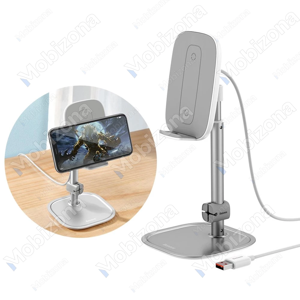 Desk Phone, Tablet Holder with Wireless Charger Baseus Literary Youth Desktop Bracket (15W)