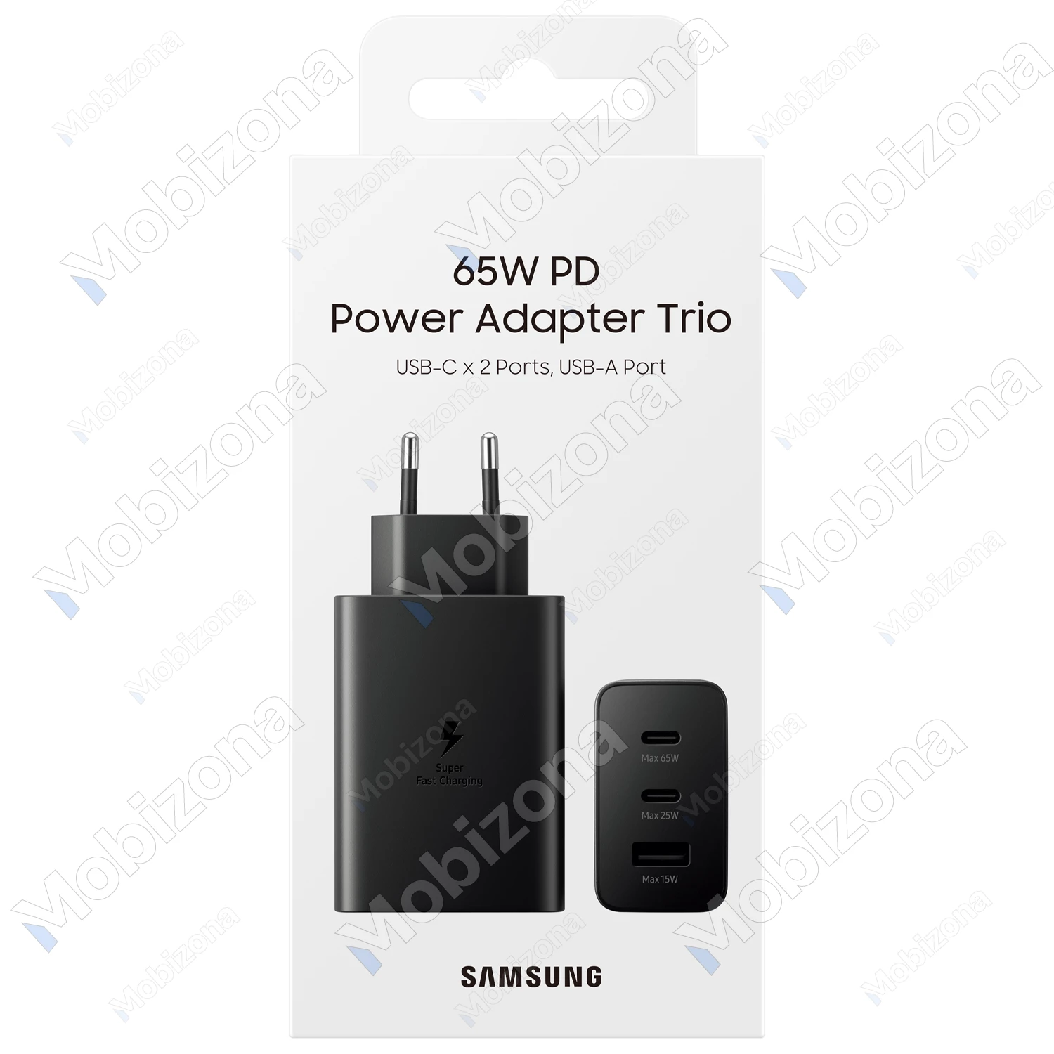Travel Charger USB, 2x Type-C Samsung Power Adapter Trio EP-T6530NBEGEU (3.5A, 65W)