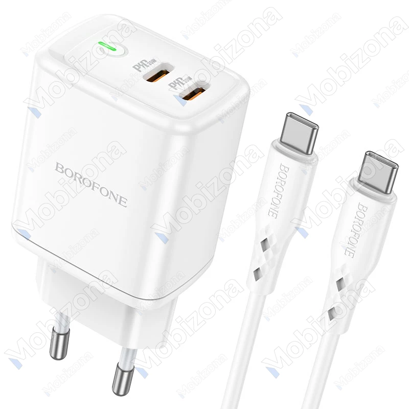 Travel Charger 2x Type-C PD, QC 3.0 with Type-C Cable Borofone BN9 Reacher (35W, 3.0A)