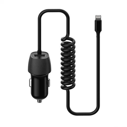 Automobilinis įkroviklis USB su Apple Lightning laidu Platinet PLCRSL (2.4A)