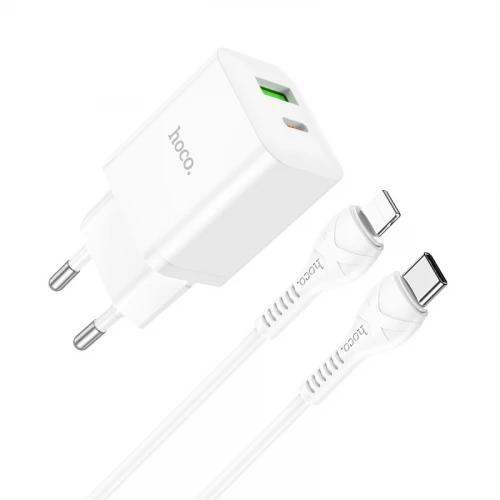 Įkroviklis Type-C, USB PD, QC 3.0 su Apple Lightning laidu Hoco N28 Founder (20W, 3.0A)