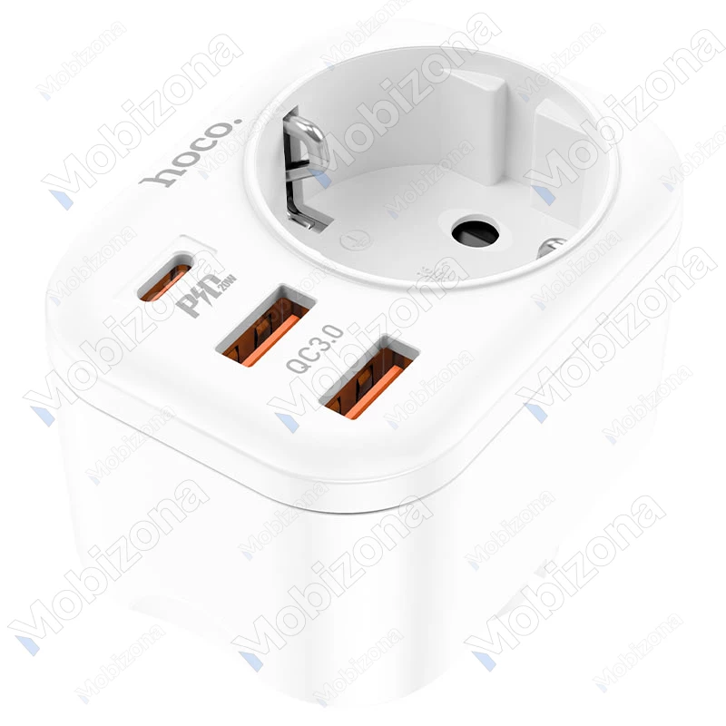 Multifunctional Socket with 2x USB and Type-C Hoco NS3 (3.0A, 20W)