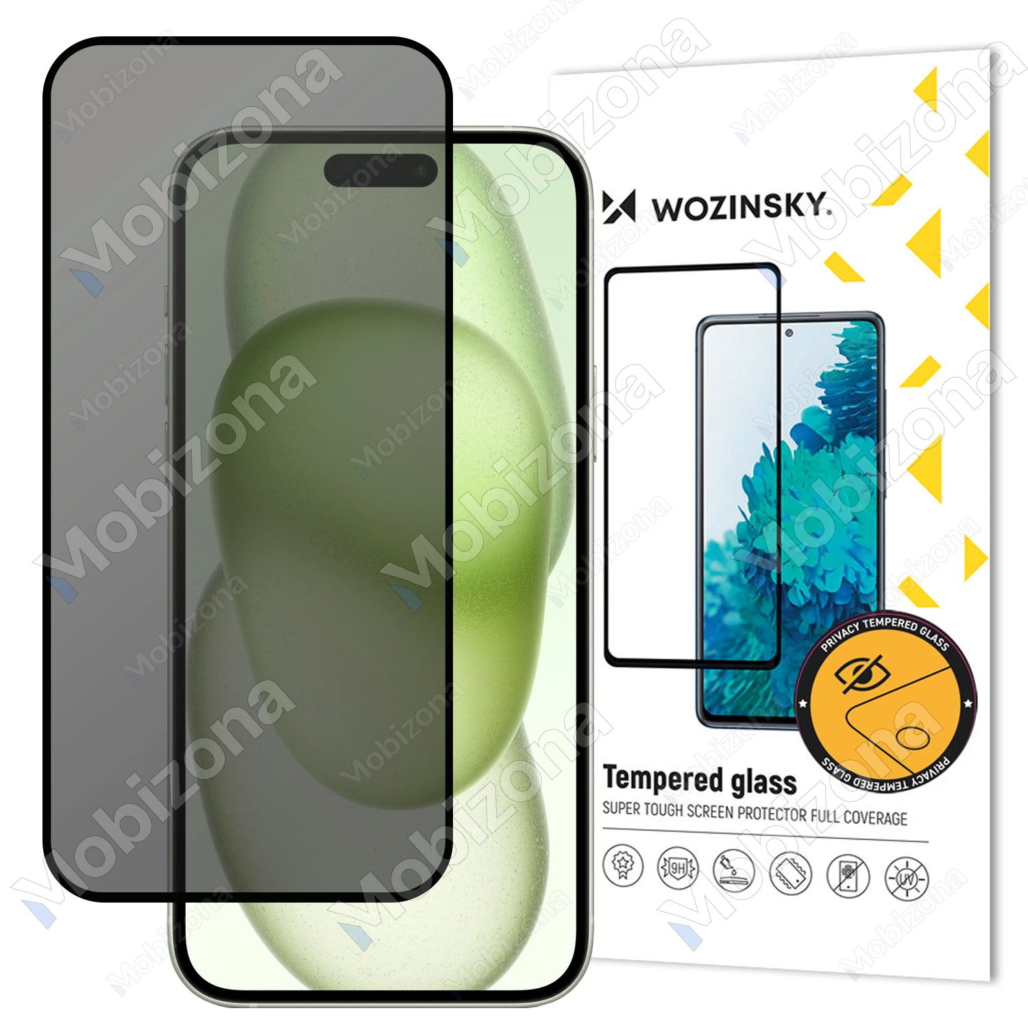 iPhone 15 skirtas apsauginis stiklas Wozinsky Privacy