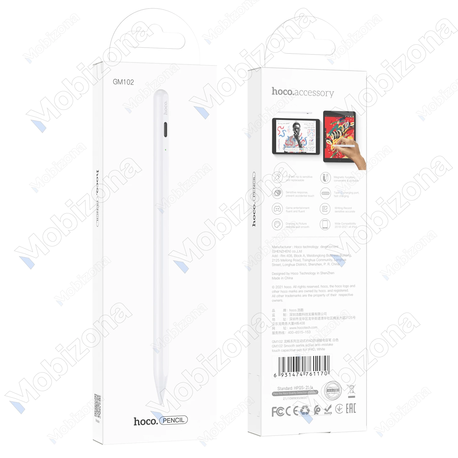 Įvedimo rašiklis Hoco GM102 Smooth USB-C Apple iPad Pencil