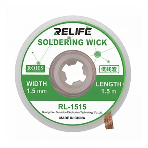 Desoldering Wick 1.5mm x 1.5m Relife RL-1515 Desoldering Wick 1.5mm x 1.5m Relife RL-1515