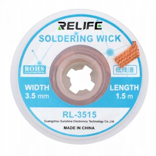 Desoldering Wick 3.5mm x 1.5m Relife RL-3515 Desoldering Wick 3.5mm x 1.5m Relife RL-3515