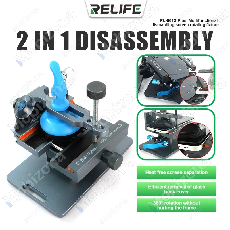 360° Rotating Universal Fixture for Screen Disassembly and Back Glass Cover Housing Removal and Phone Repair Relife RL-601S Plus