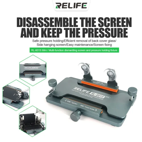 Multi-function Phone Repair Fixture for Screen, Back Glass Removal and Pressure Holding Relife RL-601S mini Multi-function Phone Repair Fixture for Screen, Back Glass Removal and Pressure Holding Relife RL-601S mini