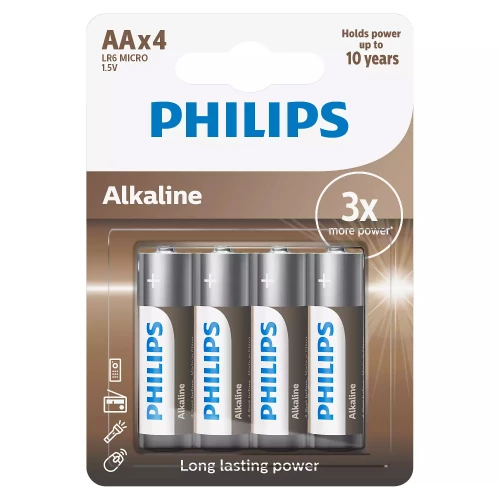 Philips Alkaline AA Batteries LR6A4B/10, LR6 (4 pcs.) Philips Alkaline AA Batteries LR6A4B/10, LR6 (4 pcs.)
