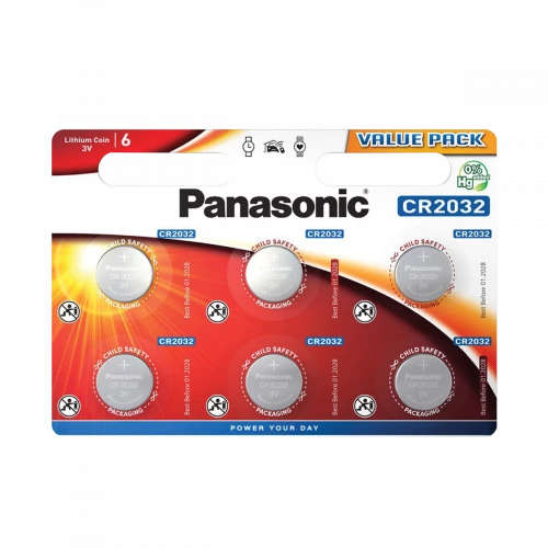 Panasonic CR2032 elementas, baterija CR-2032L/6BP (6 vnt.) Panasonic CR2032 elementas, baterija CR-2032L/6BP (6 vnt.)