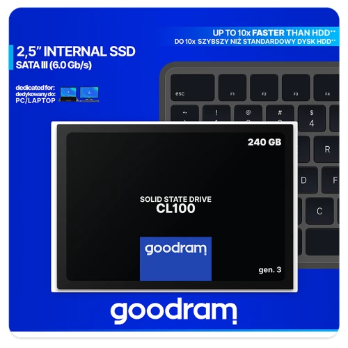 GOODRAM CL100 SSD diskas 240GB 2.5 SATA3 GOODRAM CL100 SSD diskas 240GB 2.5 SATA3