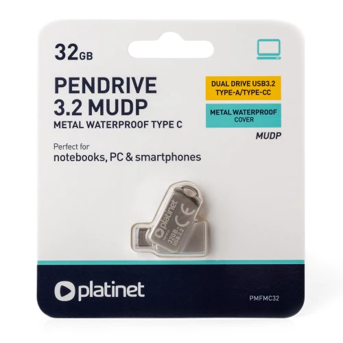 USB 3.2, Type-C raktas, atmintinė 32GB Platinet Metal UDP (PMFMC32) USB 3.2, Type-C raktas, atmintinė 32GB Platinet Metal UDP (PMFMC32)