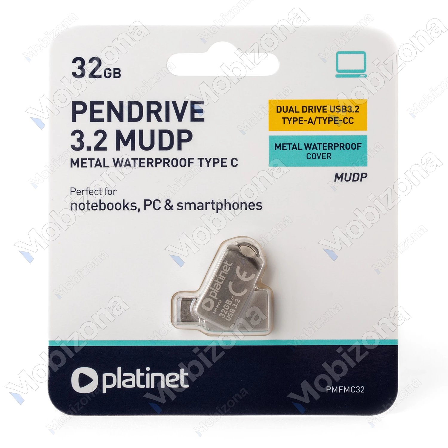 USB 3.2, Type-C raktas, atmintinė 32GB Platinet Metal UDP (PMFMC32)