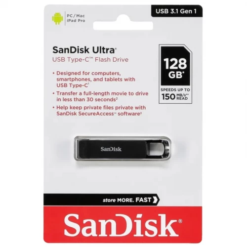Type-C 3.1 raktas, atmintinė 128GB SanDisk Ultra Type-C 3.1 raktas, atmintinė 128GB SanDisk Ultra