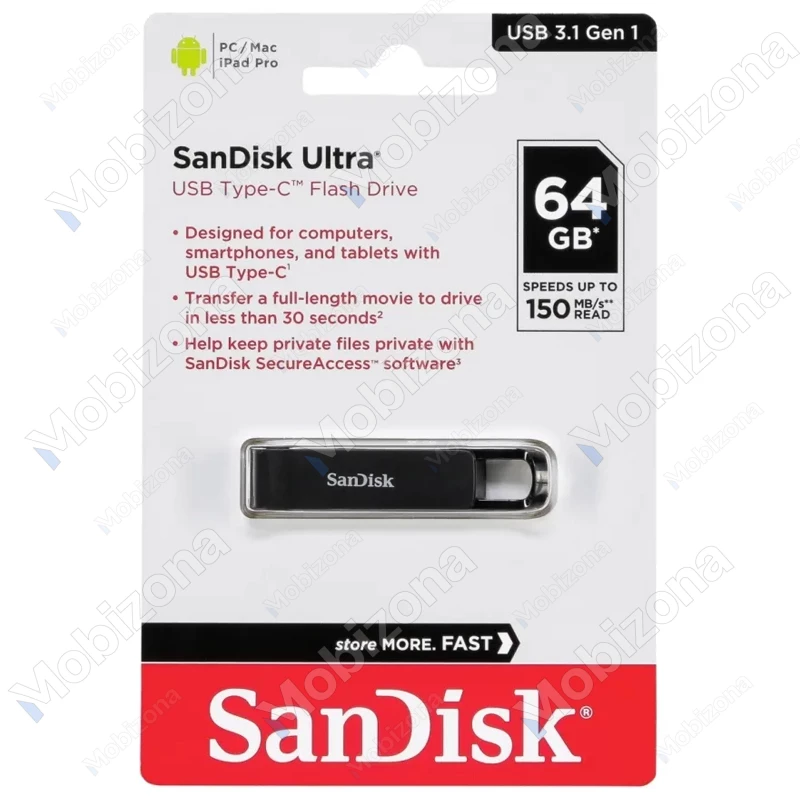 Type-C 3.1 raktas, atmintinė 64GB SanDisk Ultra