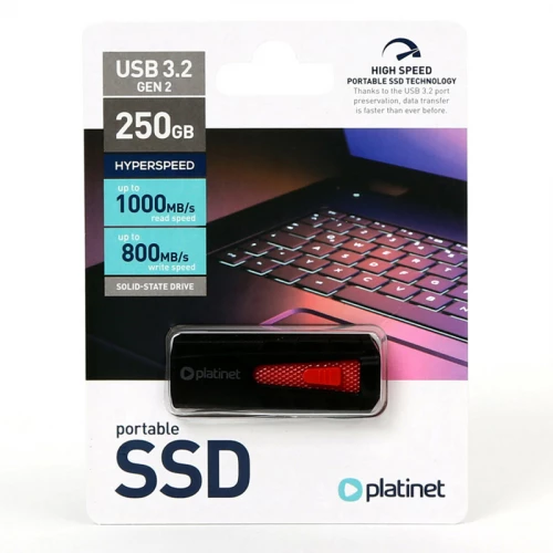 USB 3.2 raktas, atmintinė 250GB Platinet Portable SSD USB 3.2 raktas, atmintinė 250GB Platinet Portable SSD
