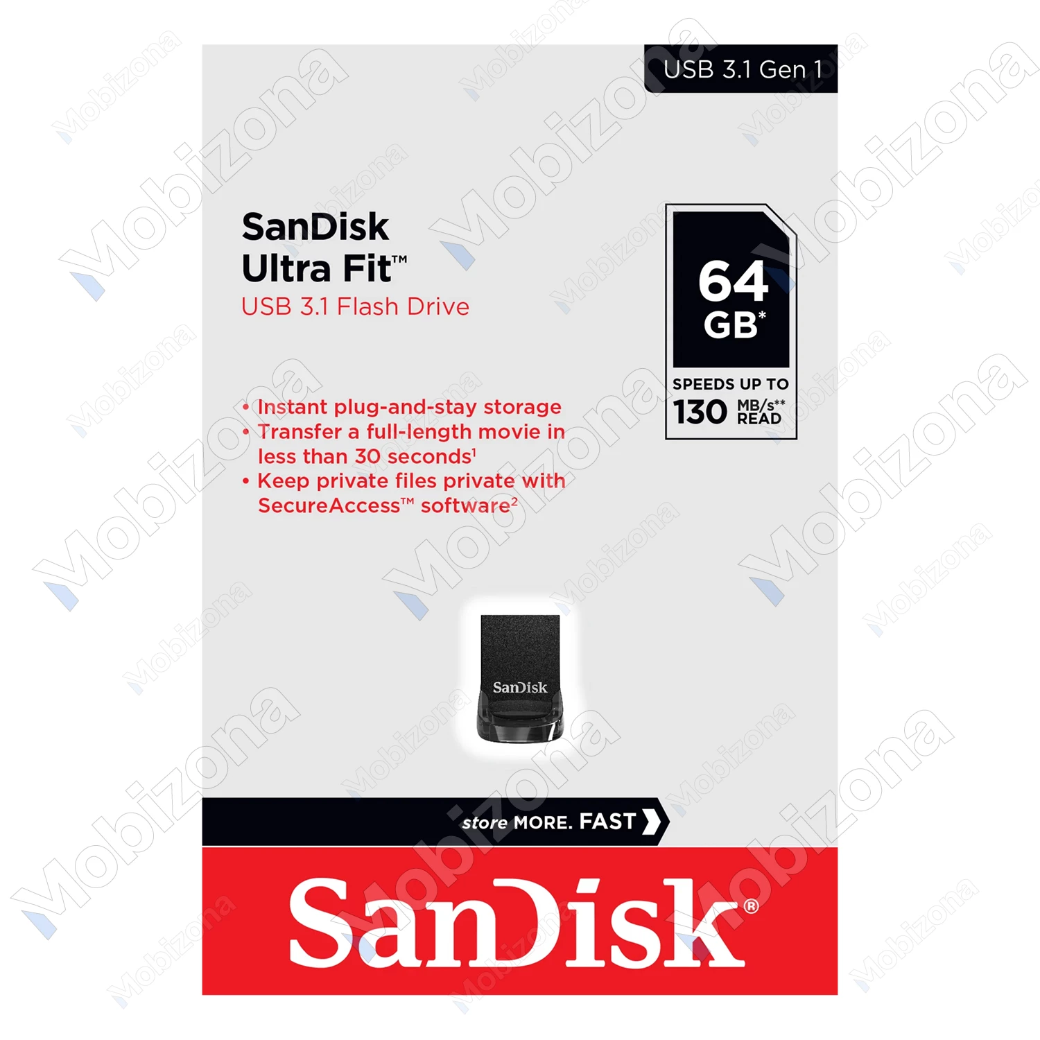USB 3.1 raktas, atmintinė 64GB SanDisk Ultra Fit