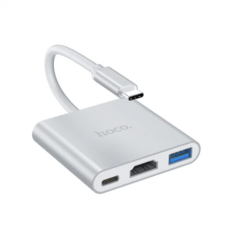 Type-C to USB 3.0, HDMI, USB-C Hub Adapter Hoco HB14 Easy Use Type-C to USB 3.0, HDMI, USB-C Hub Adapter Hoco HB14 Easy Use