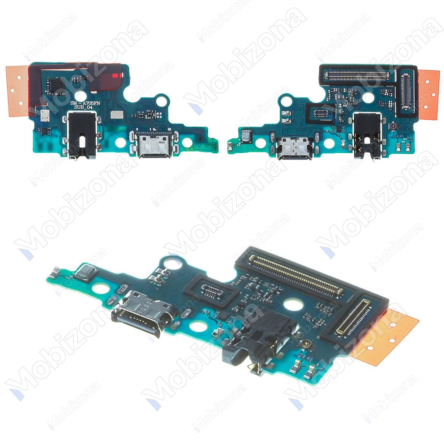 Samsung Galaxy A70 įkrovimo, ausinių lizdas ir mikrofonas (PCB plokštė)