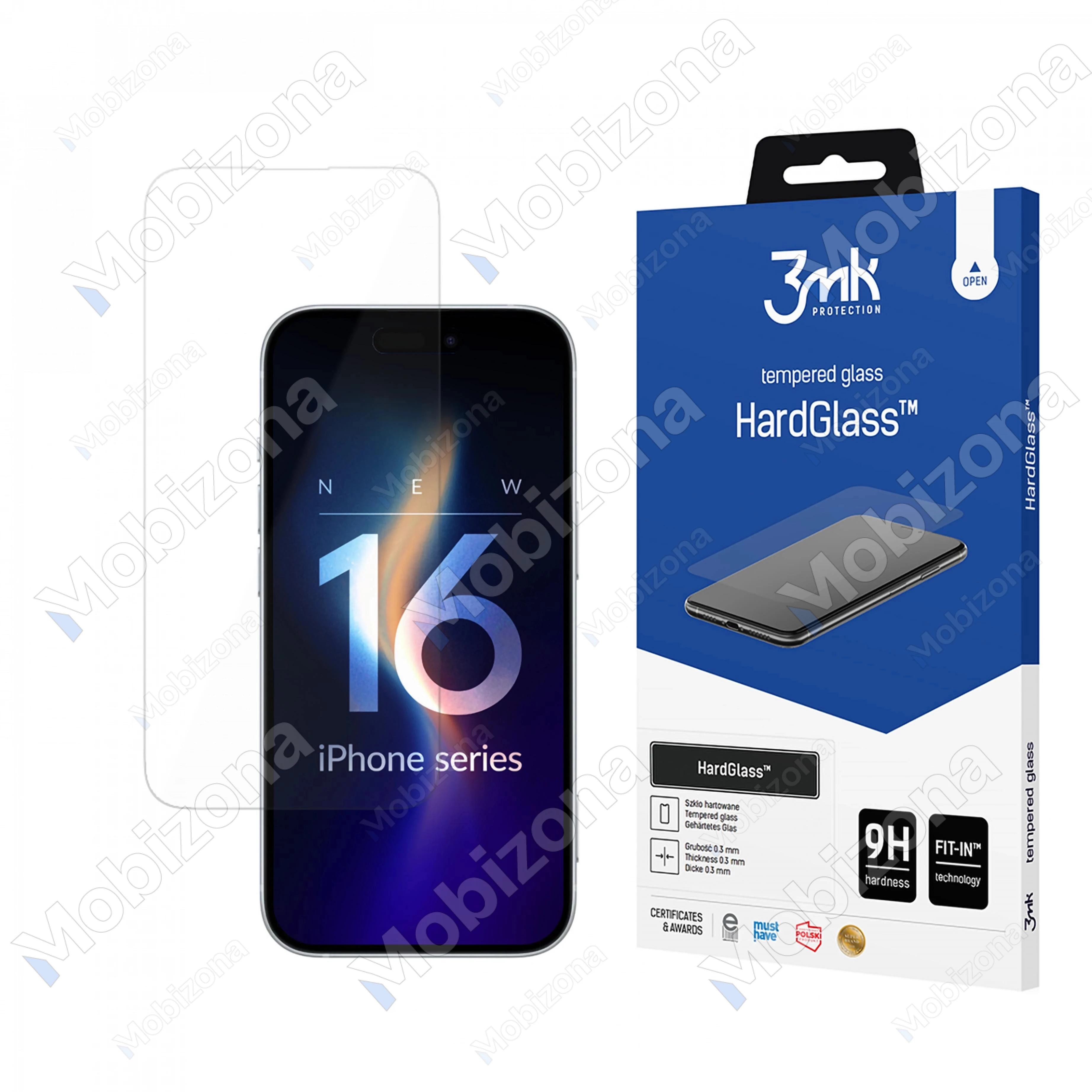 iPhone 16 Pro, iPhone 17, iPhone 17 Pro skirtas apsauginis stiklas 3MK HardGlass
