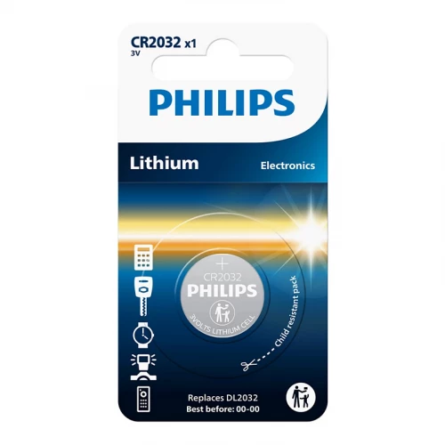 Philips CR2032 elementas, baterija CR2032/01B Philips CR2032 elementas, baterija CR2032/01B