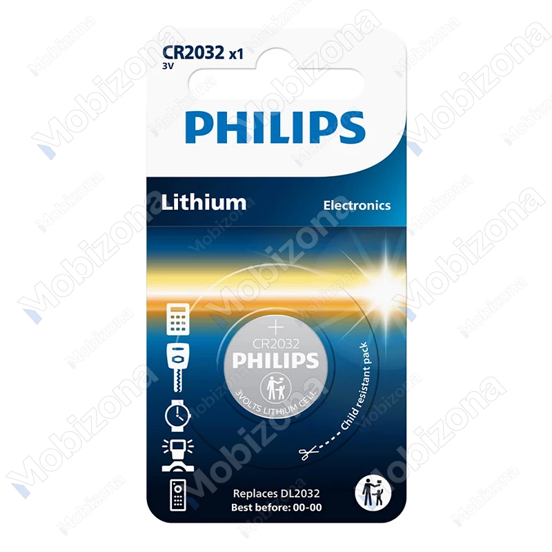 Philips CR2032 Lithium Coin Battery CR2032/01B