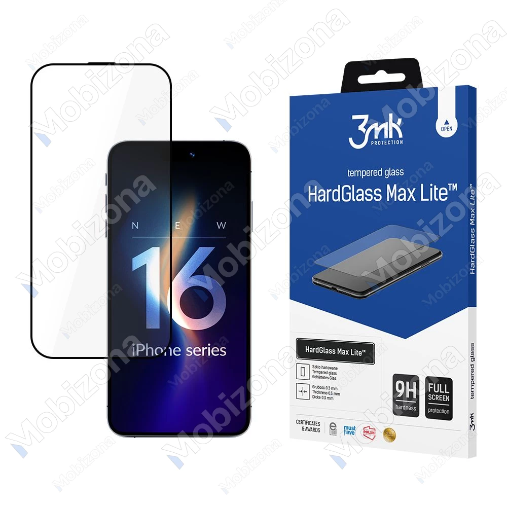 iPhone 16 Pro, iPhone 17 Tempered Glass 3MK HardGlass Max Lite