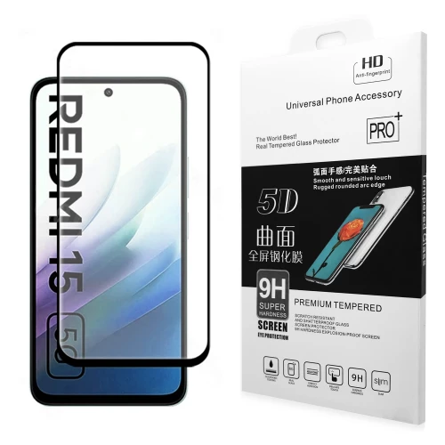 Xiaomi Redmi 15 4G, Redmi 15 5G Tempered Glass 5D Full Glue