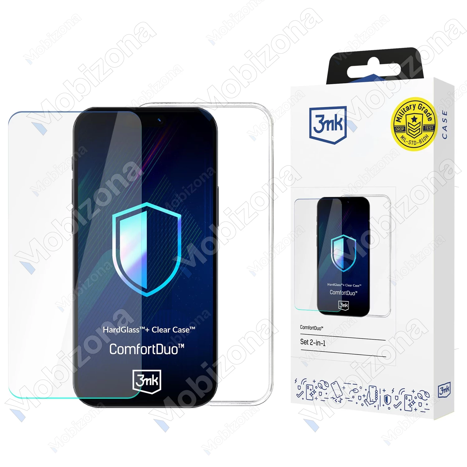 iPhone 15 Pro skirtas apsauginis stiklas ir dėklas 3MK ComfortDuo rinkinys