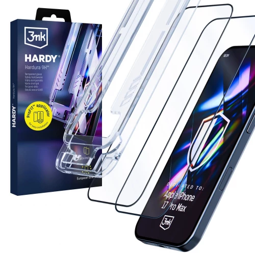 iPhone 17 Pro Max skirtas apsauginis stiklas 3MK HARDY Hardura 9H (2 vnt.)