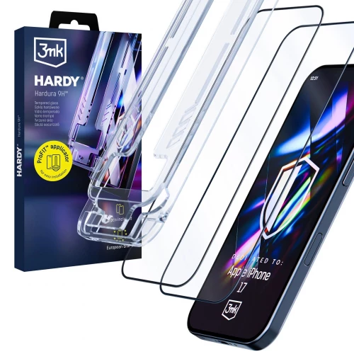 iPhone 16 Pro, iPhone 17 skirtas apsauginis stiklas 3MK HARDY Hardura 9H (2 vnt.)