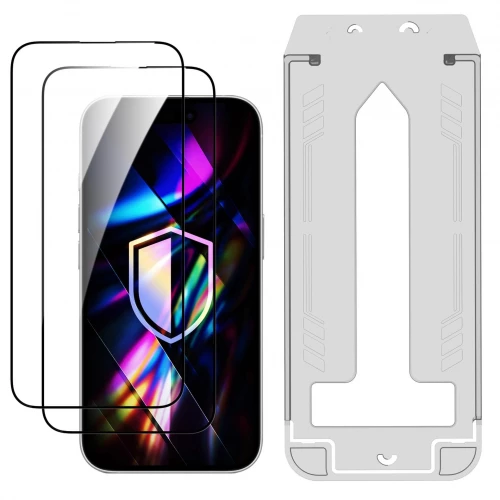 iPhone 15, iPhone 16 skirtas apsauginis stiklas 3MK HARDY Hardura 9H (2 vnt.)