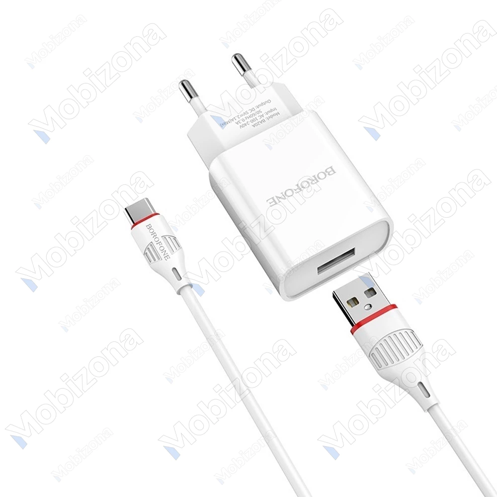 Įkroviklis USB su Type-C laidu Borofone BA20A Sharp (2.1A)