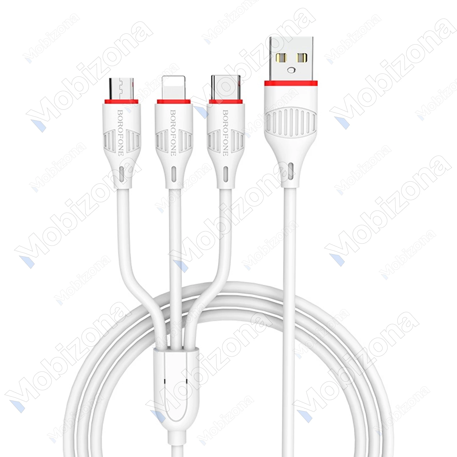 USB laidas su Type-C, micro USB ir lightning jungtimi Borofone BX17 3in1 Enjoy (2.0A, 1.0 m)